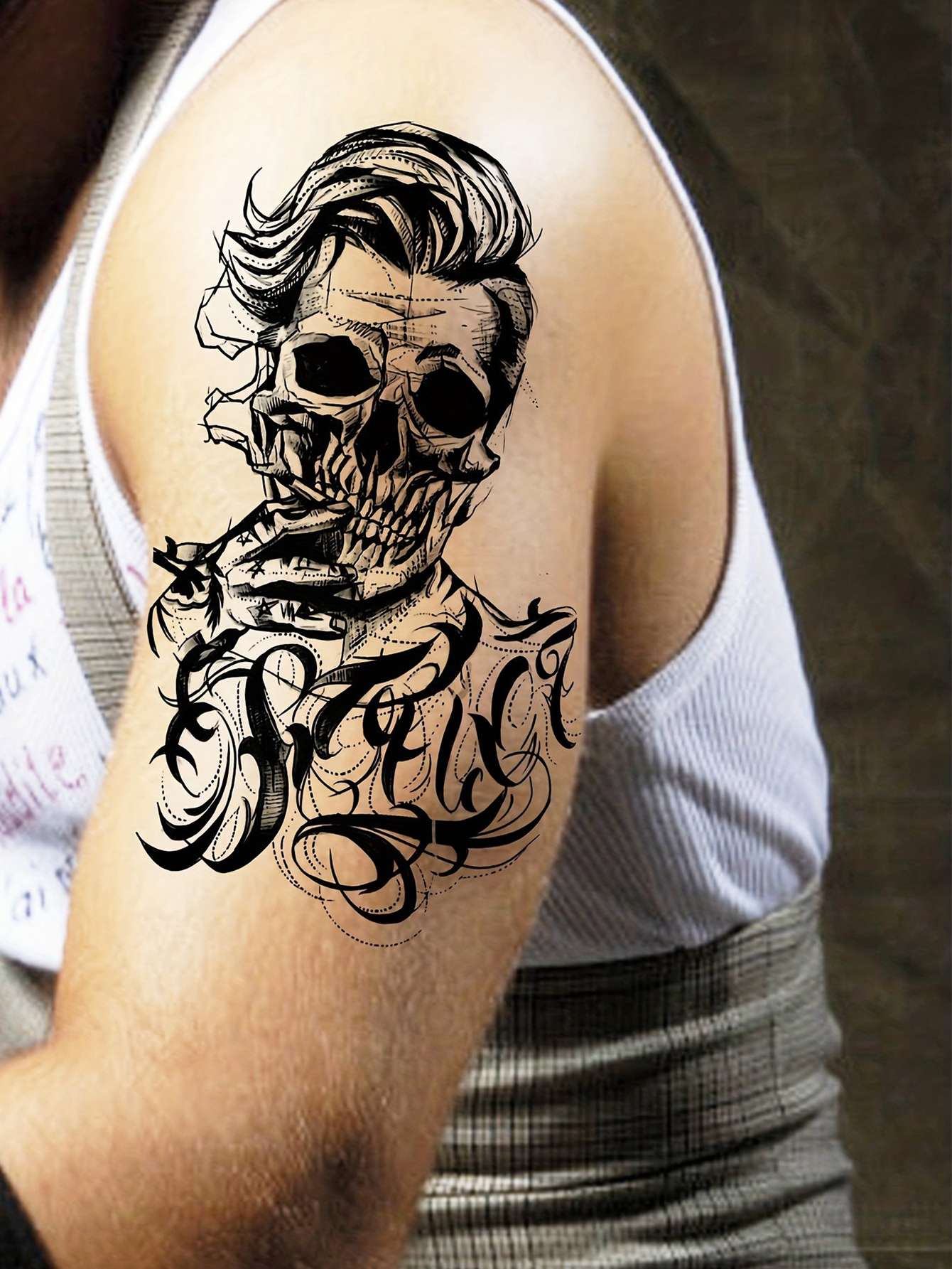 Realistic Death Skull Temporary Tattoo